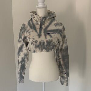 Champion Black and Cream Tie-Dye Hoodie
